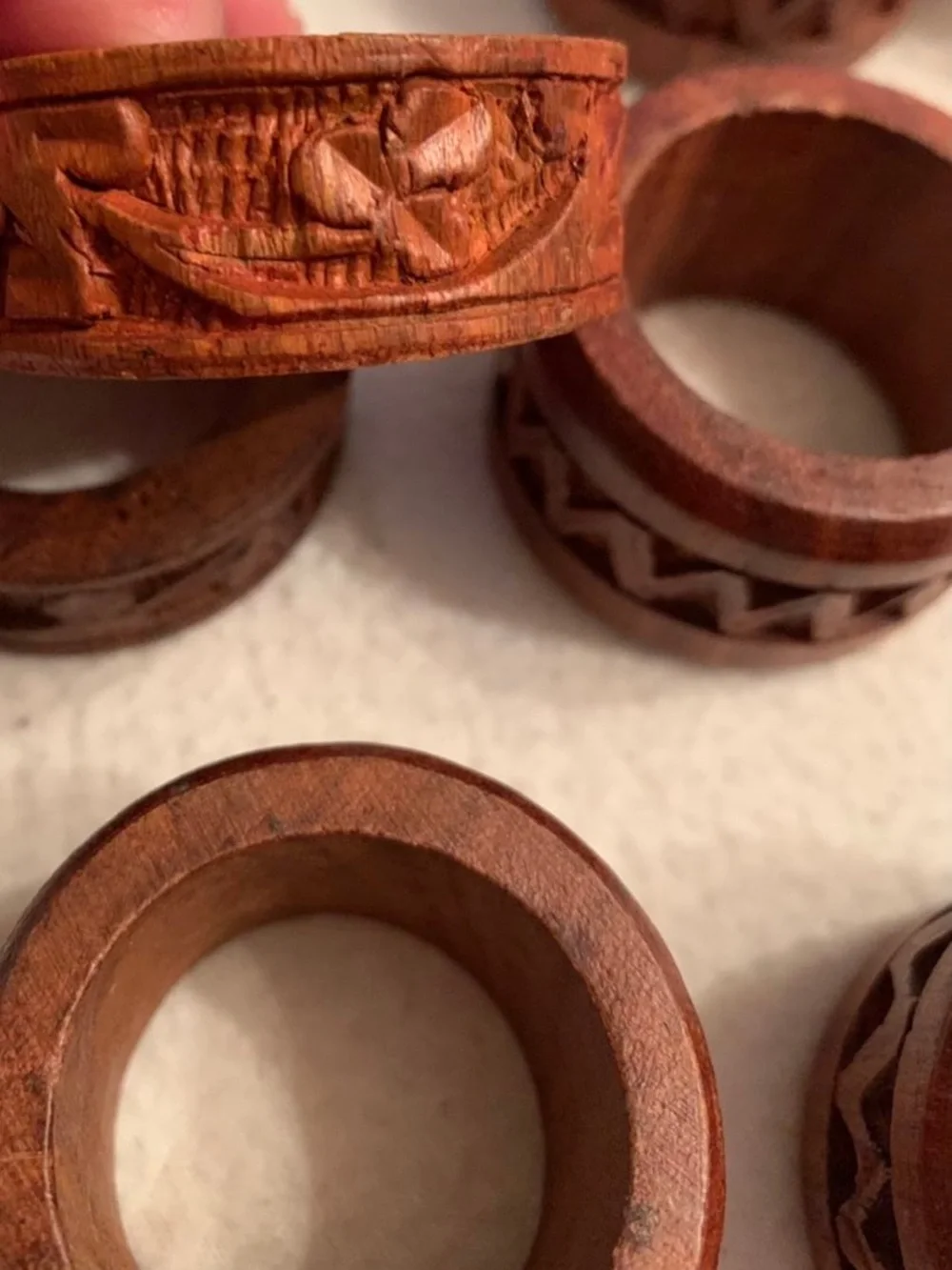 Mismatched set of 10 wooden napkin rings Farmhouse Boho Cottage Vintage